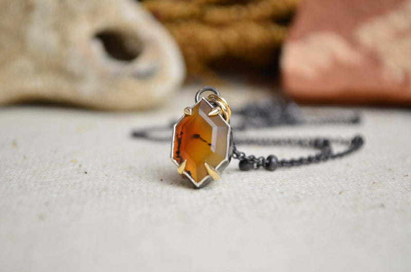 Montana Agate Necklace with 14K Yellow Gold Accents