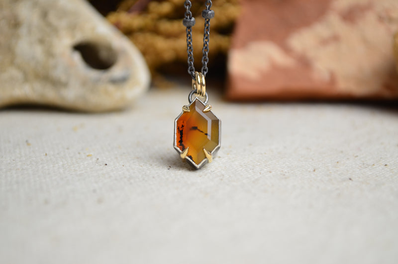 Montana Agate Necklace with 14K Yellow Gold Accents