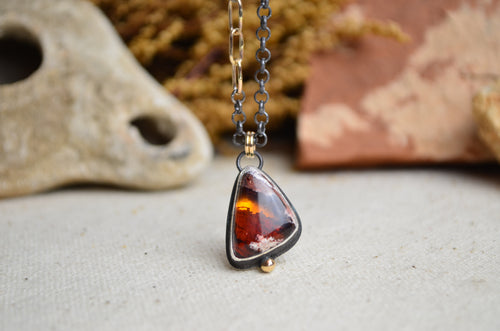 Fire Opal Necklace with 14K Yellow Gold Accents