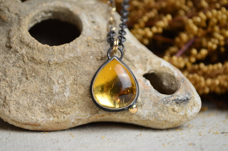 Citrine Necklace with 14K Yellow Gold Accents