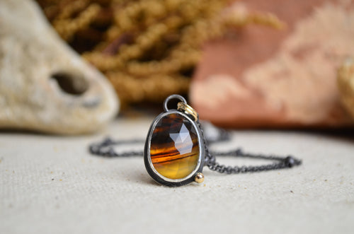Montana Agate Necklace with 14K Yellow Gold Accents