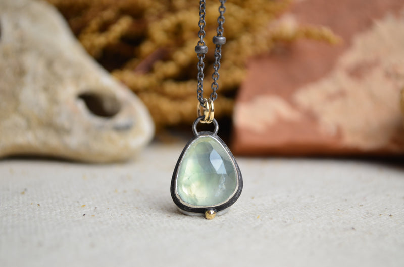 Prehnite Necklace with 14K Yellow Gold Accents