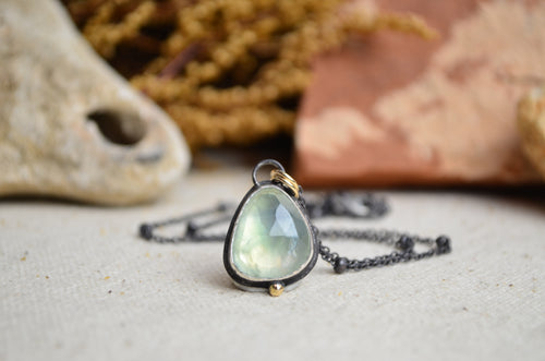 Prehnite Necklace with 14K Yellow Gold Accents