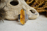 Montana Agate Textured Wide Band Ring w/ 14K Accents (Size 8 1/2)