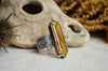 Montana Agate Textured Wide Band Ring w/ 14K Accents (Size 8 1/2)